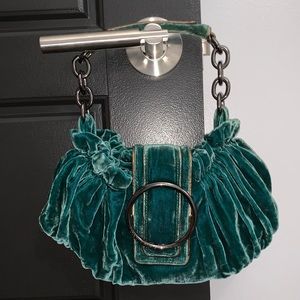 BCBG Green Velvet Evening Bag